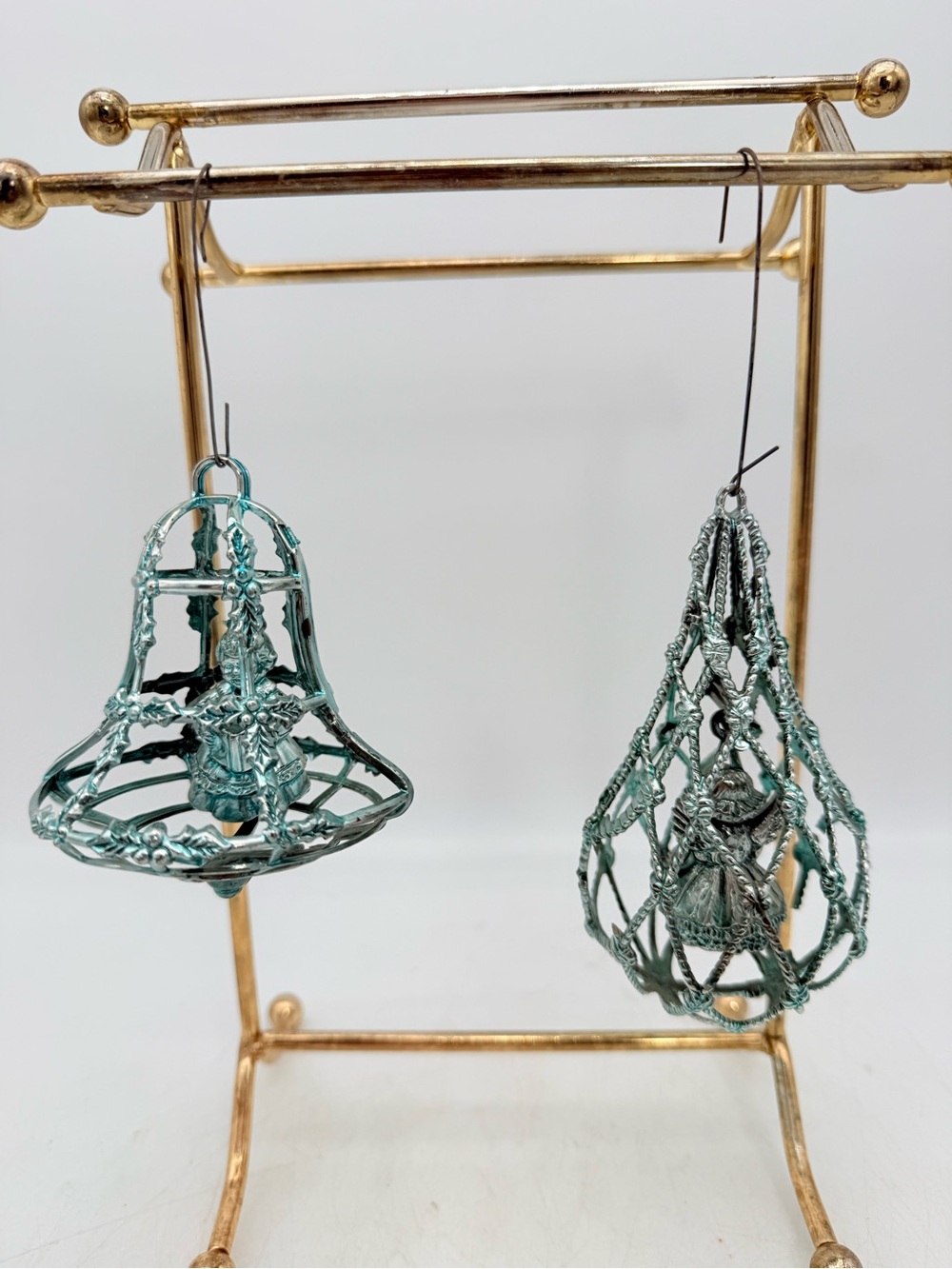 Vintage Home Holiday Teal Bell & Filigree Ornament Set - plastic